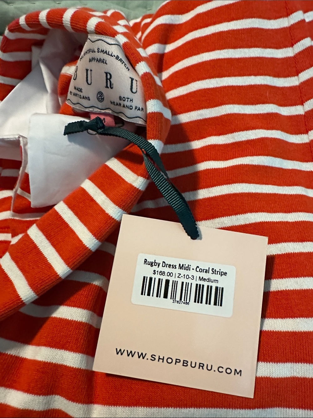 BUBU Red & White Striped Maxi Dress with Polo Collar - Picture 5 of 5